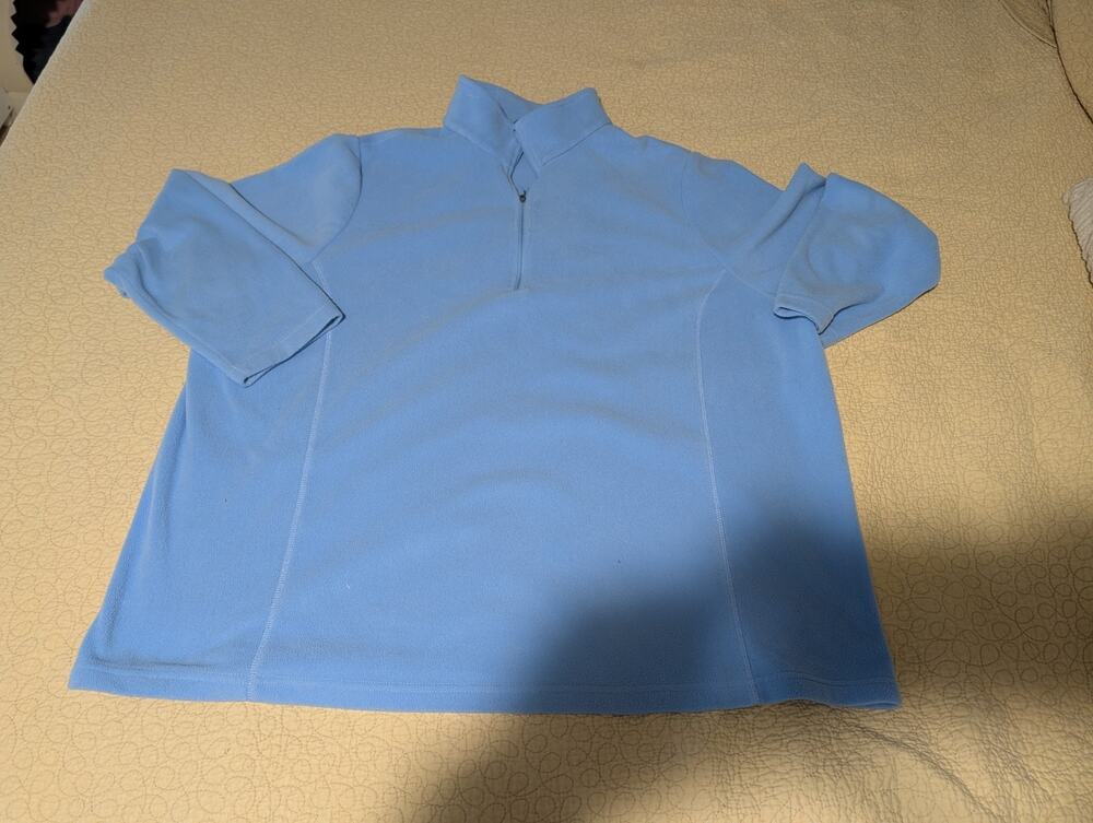Lands End Fleece 1/4 Zip Pullover Top Jacket Light Blue 3X 24W 26W Womens Plus